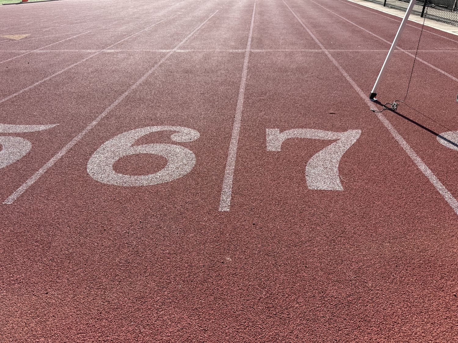 Lane numbers on a track