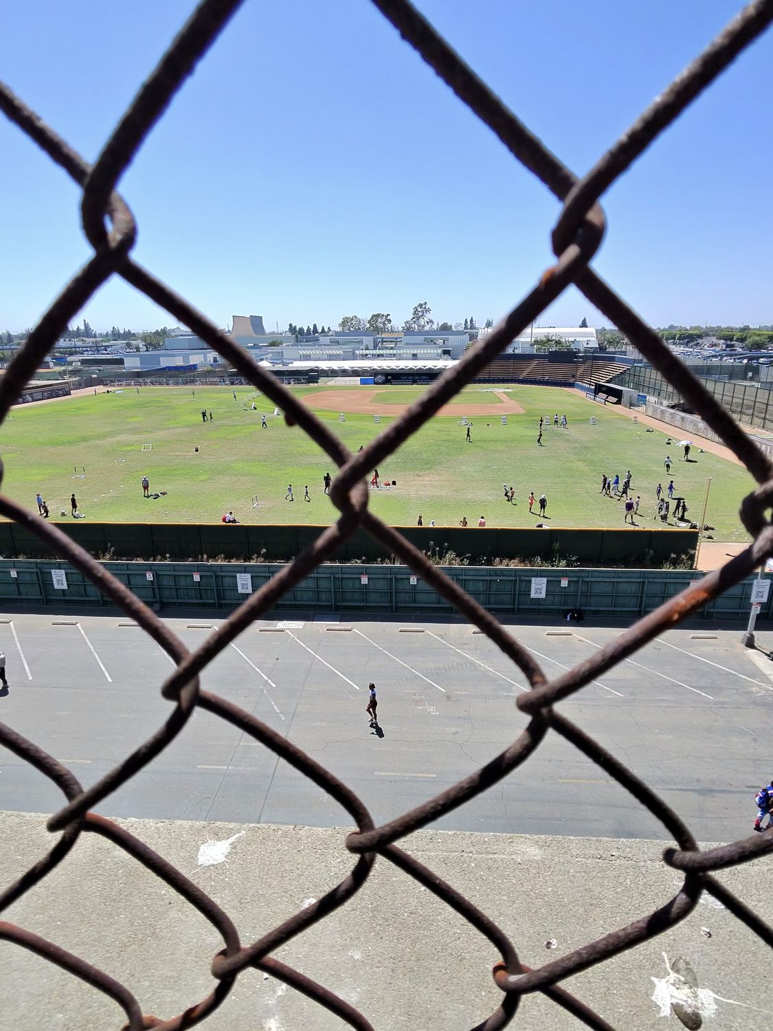 Another view of the warm-up fields where athletes prepare before their events